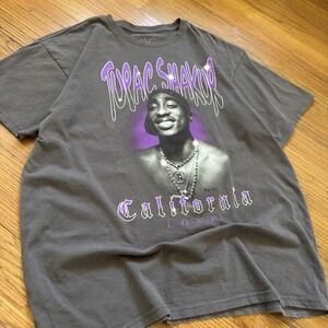 2Pac Graphic Tee S/M Black Purple California‎ Love Y2K Rap Hip Hop Oversized